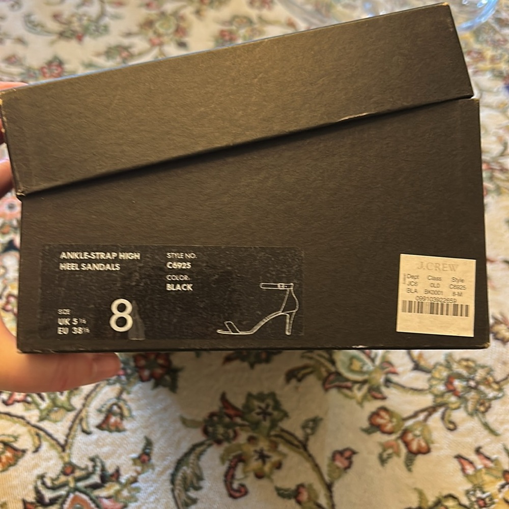 J.Crew Black Ankle Strap Peeptoe High Heel Sandals 8 Prom Wedding Black Tie - Picture 3 of 4